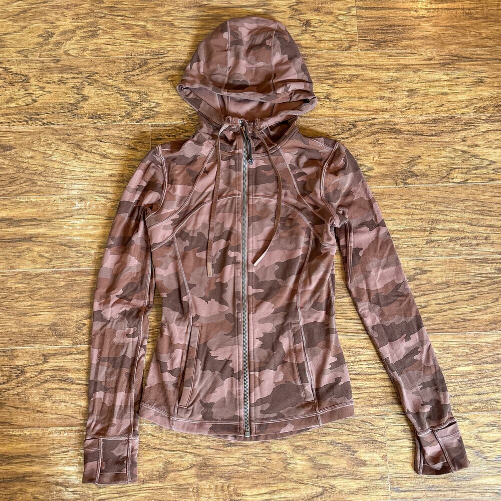 Lululemon Hooded Define Jacket Nulu Brown Camo Full Zip Athletic Women's 4